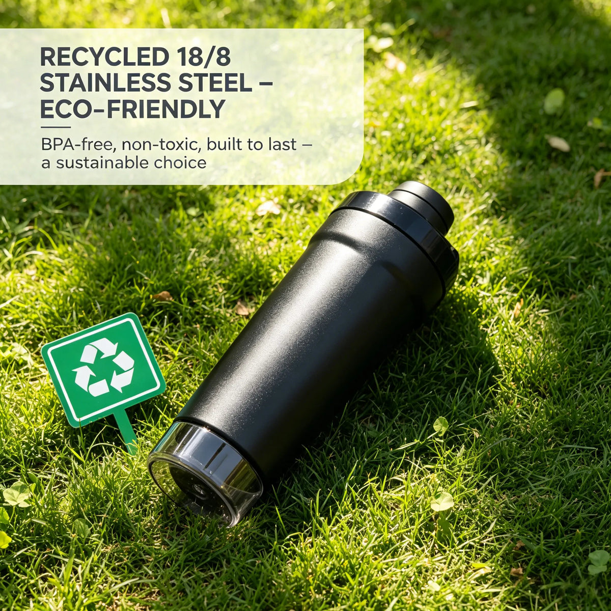 Shaker Cup – Double-insulated, keeps drinks cold for 8 hours – Comes with storage base and removable filter