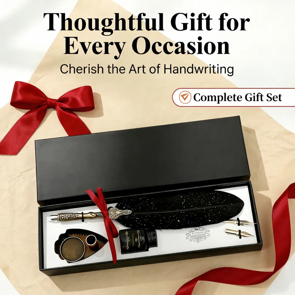 Vintage Signature Pen Calligraphy Set – Feather Pen for Writing