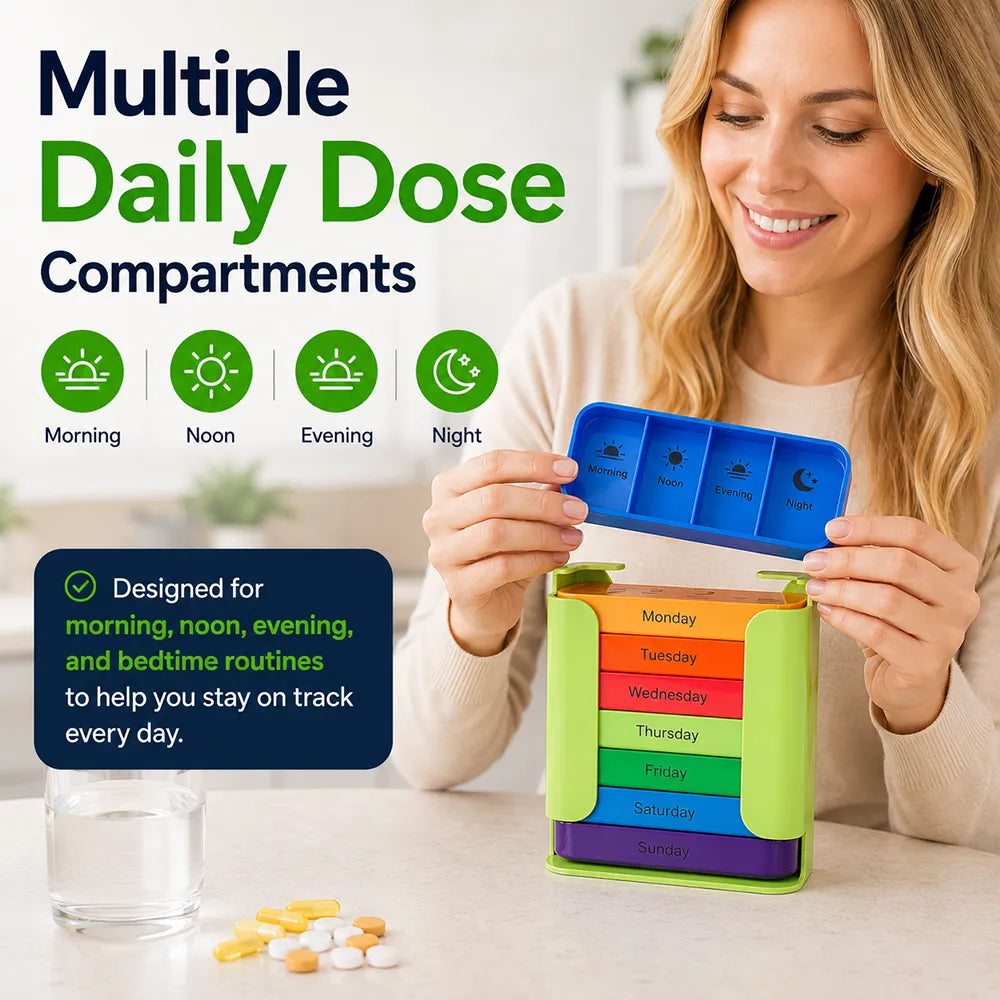 💊7-Day Weekly Pill Organizer Box – Large Capacity Medication & Vitamin Storage Case