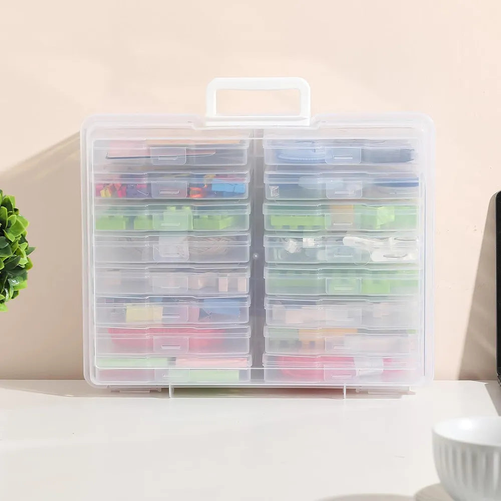 📸Portable Photo Organizer & Craft Storage Box with 16 Clear Cases