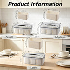 🥗 3-Compartment Refrigerator Crisper Container with Lid & Drain Basket