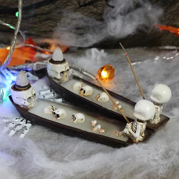 🎃 Skull Boat Backflow Incense Burner – Spooky Serenity Meets Home Decor 🎃