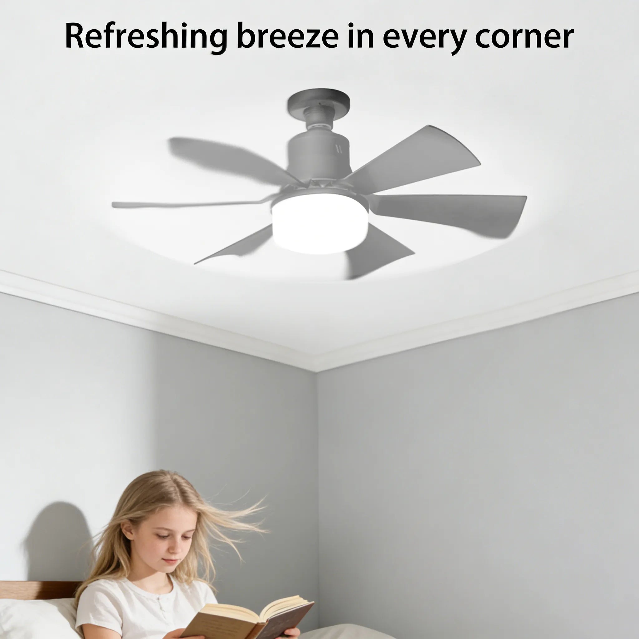 💡 E27 Screw-Base Silent Mini Fan Light,Remote Control