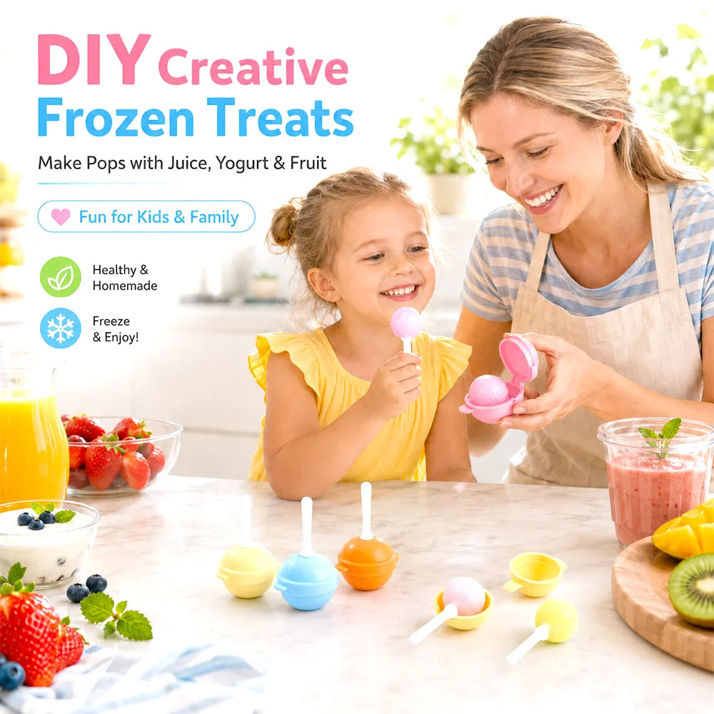 🍭 Silicone Lollipop Ice Cream Mold Set – DIY Reusable Popsicle Maker