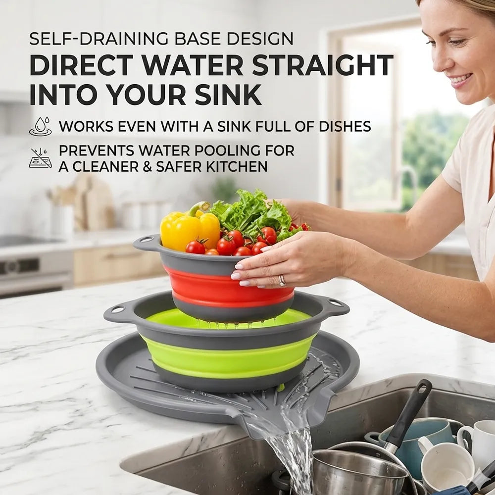 🧺 Foldable Drain Basket with Self-Draining Base