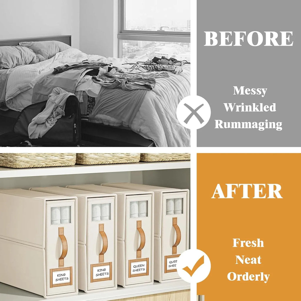 🛏️ Foldable bedding storage box - with a see-through window and transparent label bag