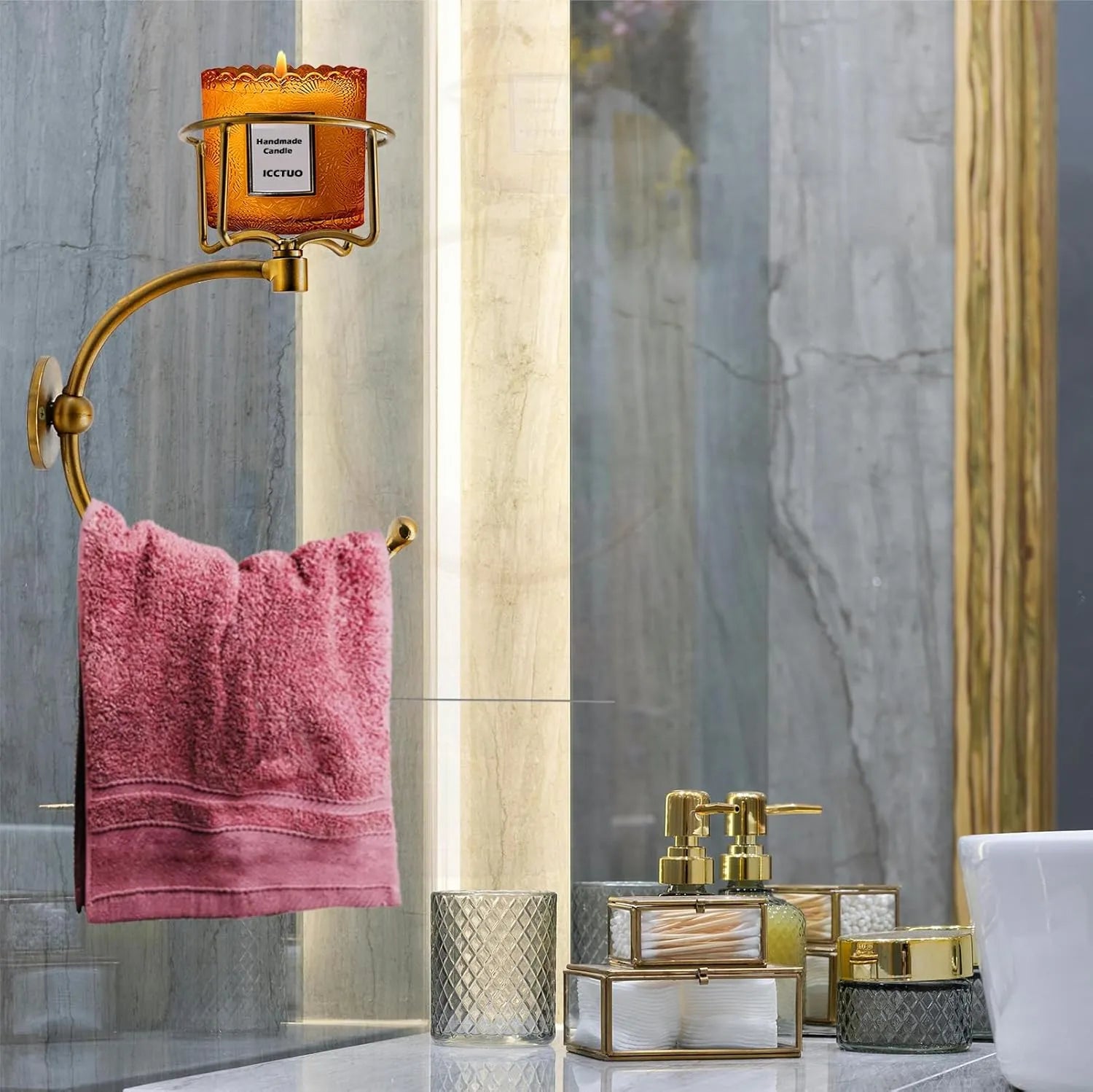 Vintage Hand Towel Holder with Candle Hook