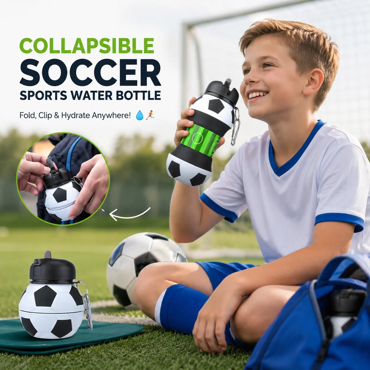 ⚽ Collapsible Soccer Sports Water Bottle
