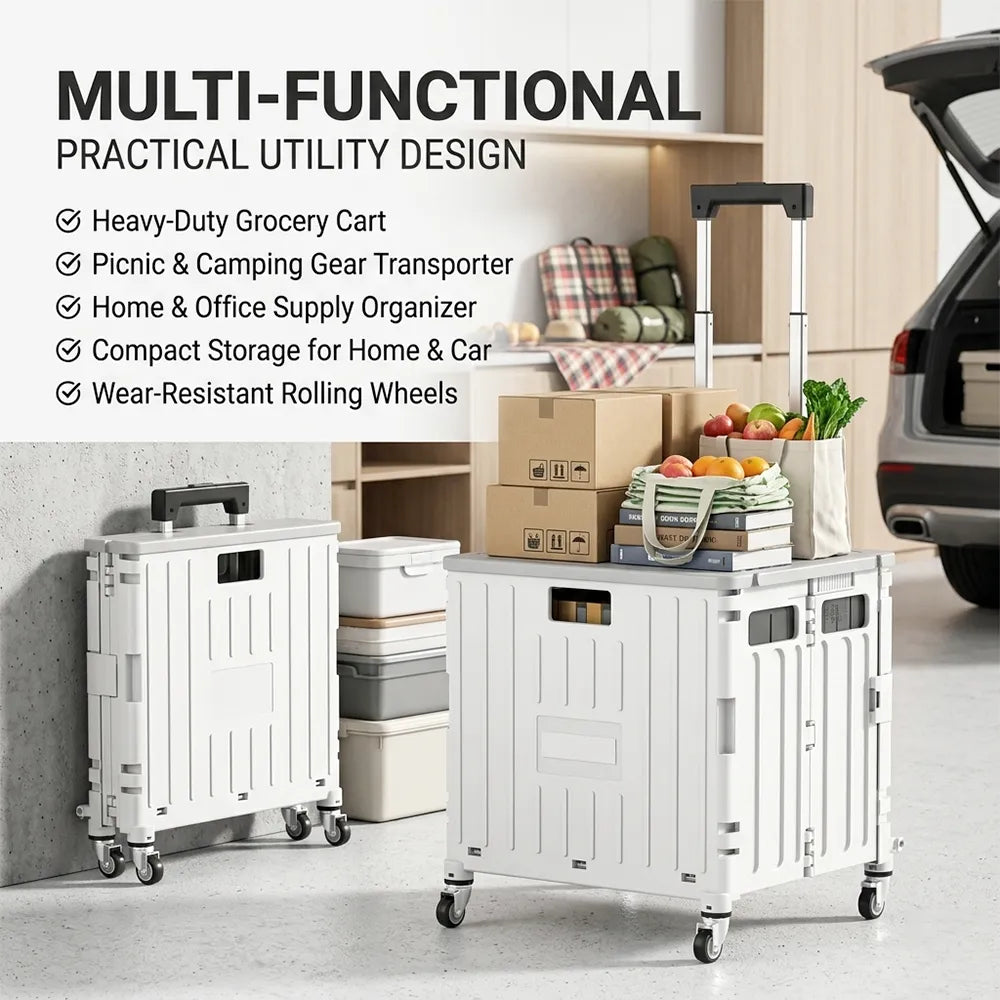 🛒 Foldable Multi-Function Rolling Shopping Cart