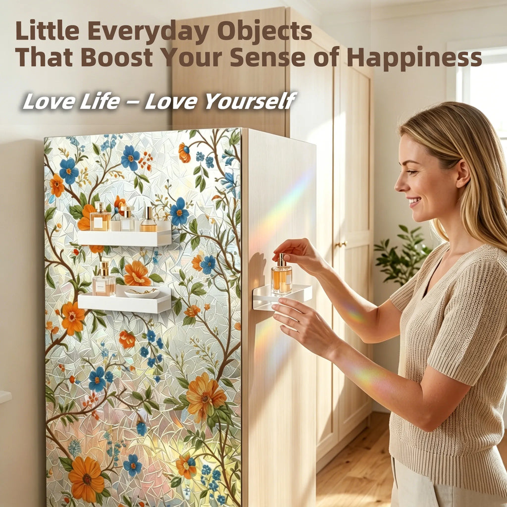 🌸 Botanical Window Decals + Magnetic Storage Shelf Set
