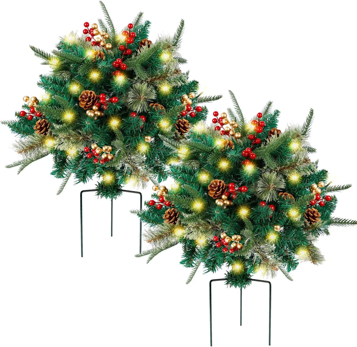 🎄 Pre-Lit Planter Bushes Christmas Holiday Decor