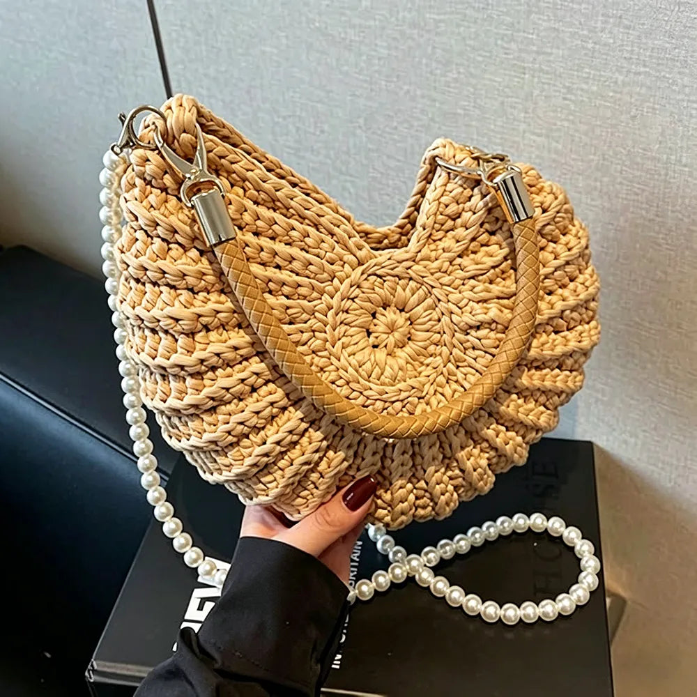 🐚 Handmade Crochet Seashell Tote Bag – Bohemian Summer Shoulder Bag