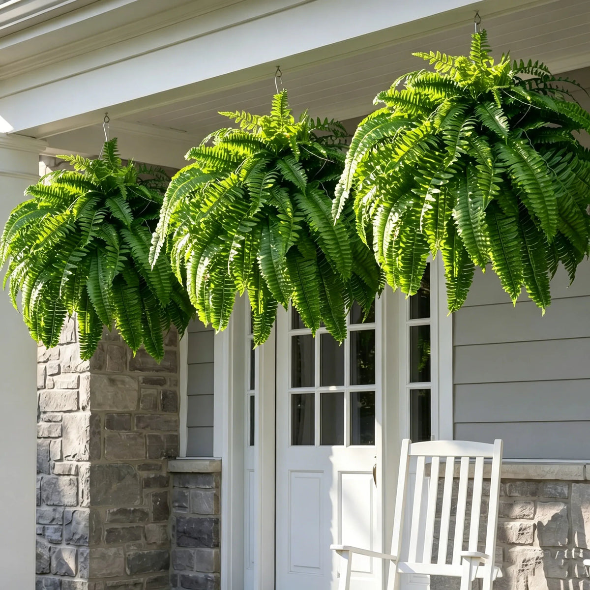 🌿23.62-Inch Artificial Boston Ferns – Realistic Faux Hanging Greenery