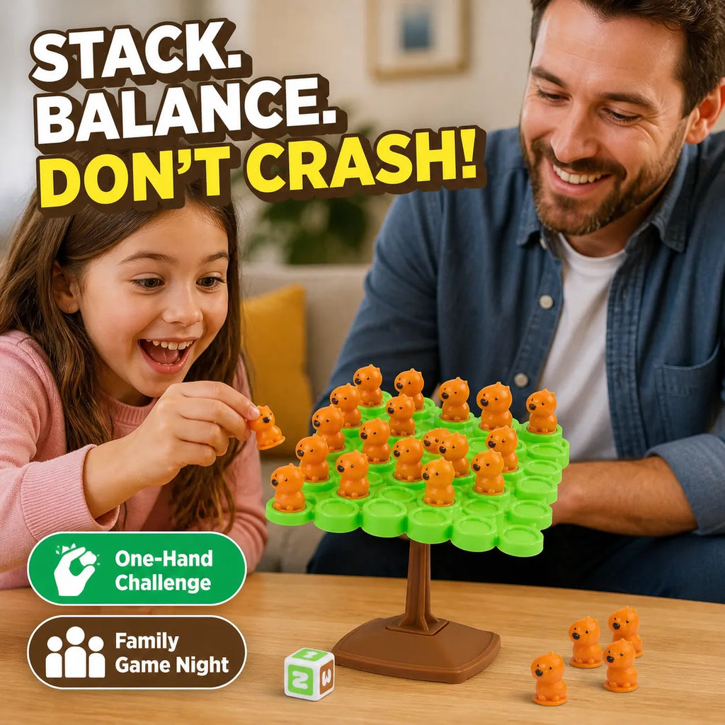 Capybara Balance Board Game – One-Hand Family Challenge