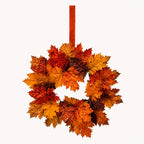 Mini Fall Maple Leaf Cabinet Wreath with Hanging Ribbon