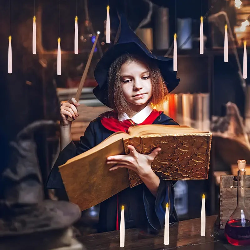 🕯️Flameless Floating LED Candles with Magic Wand Remote