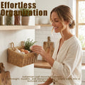 🌿 Bohemian Wall-Mounted Storage Basket – Imitation Rattan Design