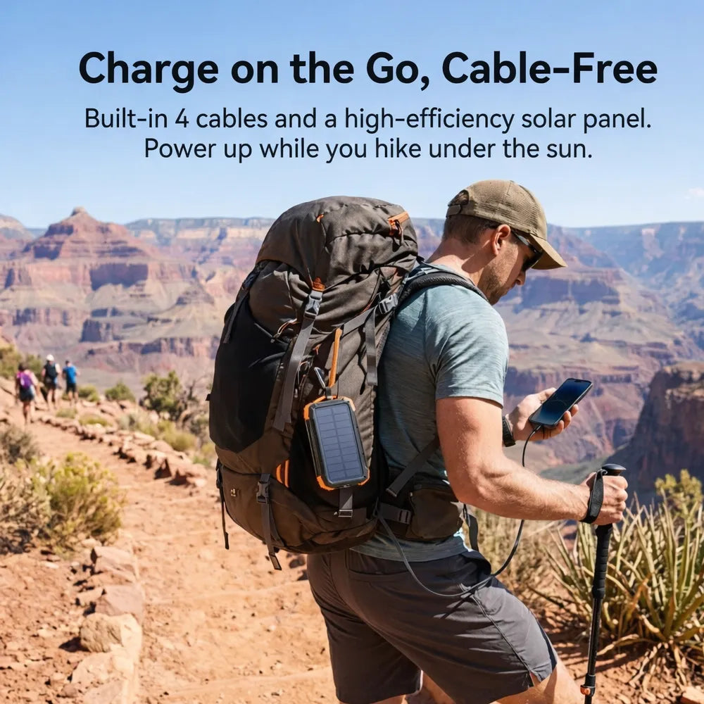 💡Solar Power Bank 20000mAh – Portable Charger