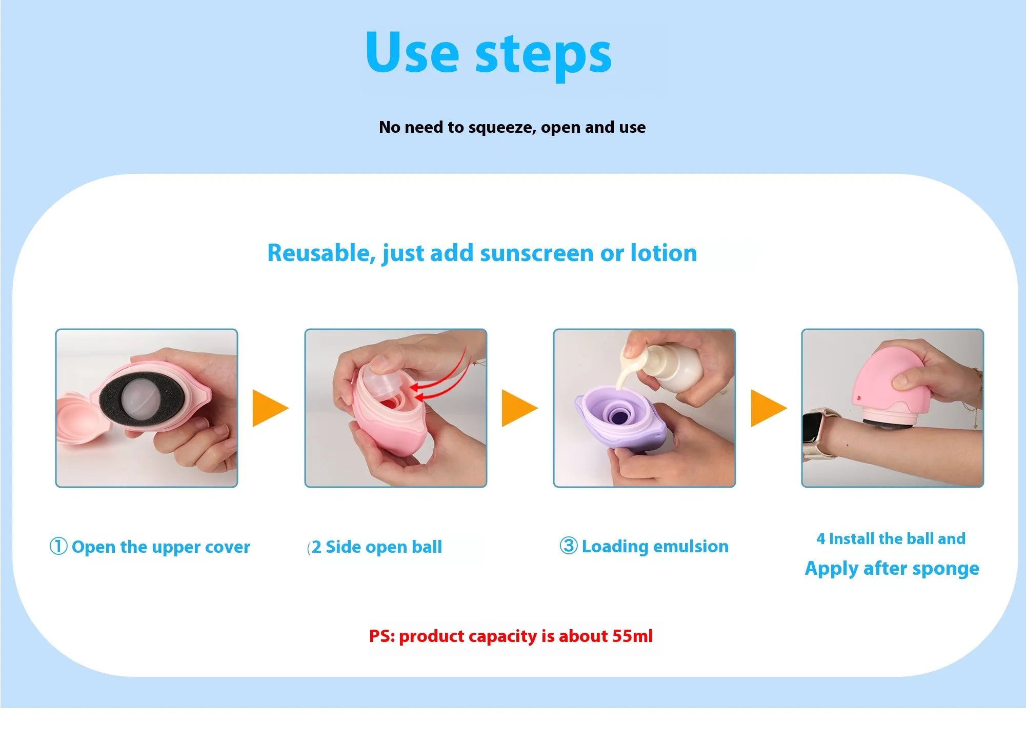 Silicone Sunscreen Applicator – Roll-on Lotion Sponge