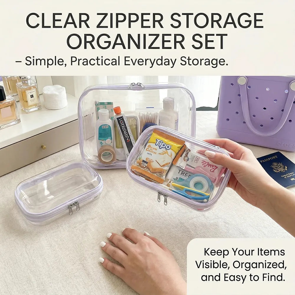 🧳 Clear Zipper Storage Organizer Set – Simple, Practical Everyday Storage