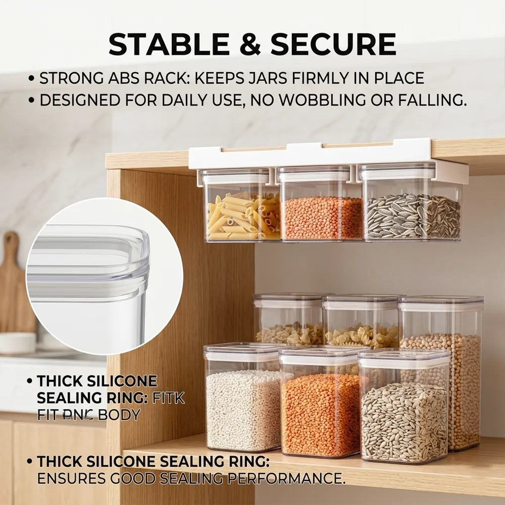 🧂 Under Cabinet Spice Rack with 3 Airtight Hanging Jars
