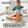 Bamboo Cutting Board Set with Containers & Graters