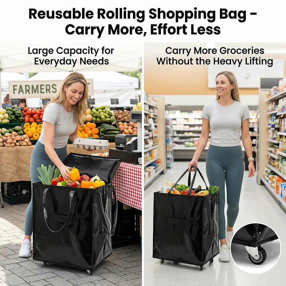 🛒 Reusable Rolling Shopping Bag – Carry More, Effort Less