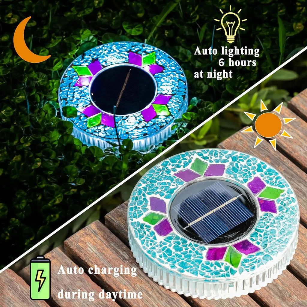 ✨ Solar Mosaic Ground Stake Light – Waterproof LED Outdoor Pathway Light