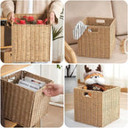 🧺Rustic style handwoven foldable square storage basket