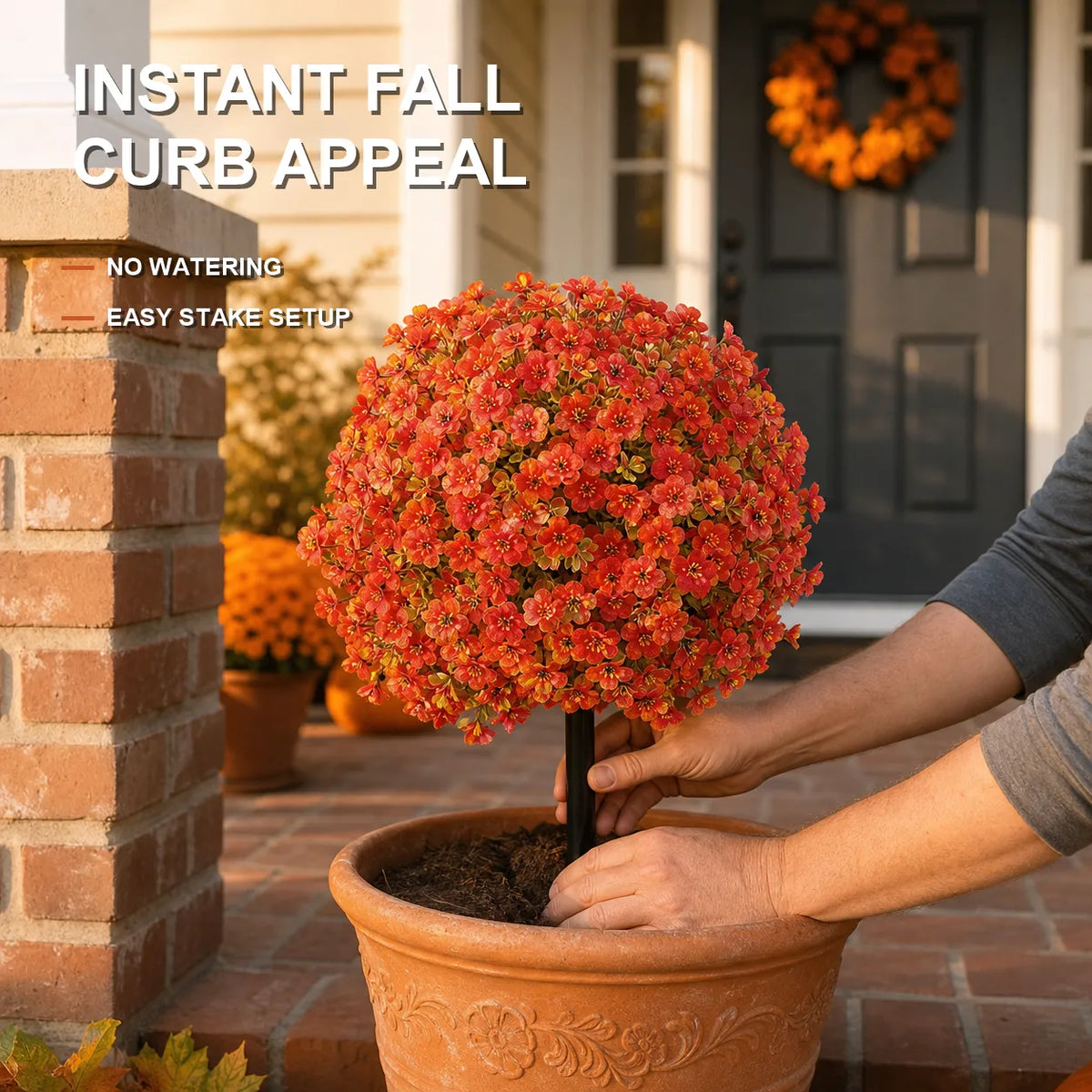 Artificial Flower Topiary Ball with Ground Stake