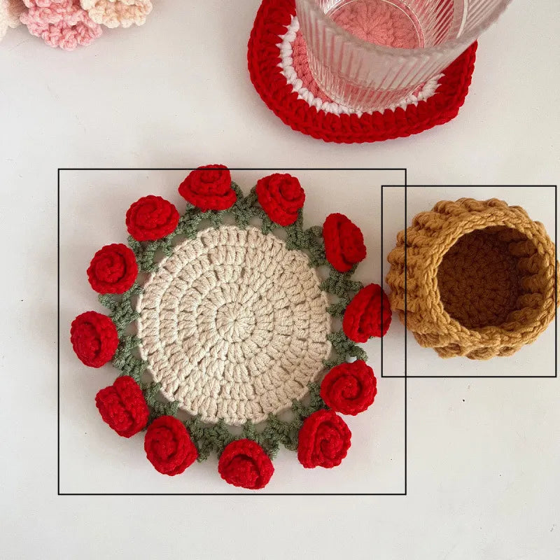 🔥Handcrafted Rose Flower Coasters