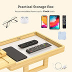 Adjustable Couch Armrest Tray Table with 360° Rotating Stand & Hidden Storage