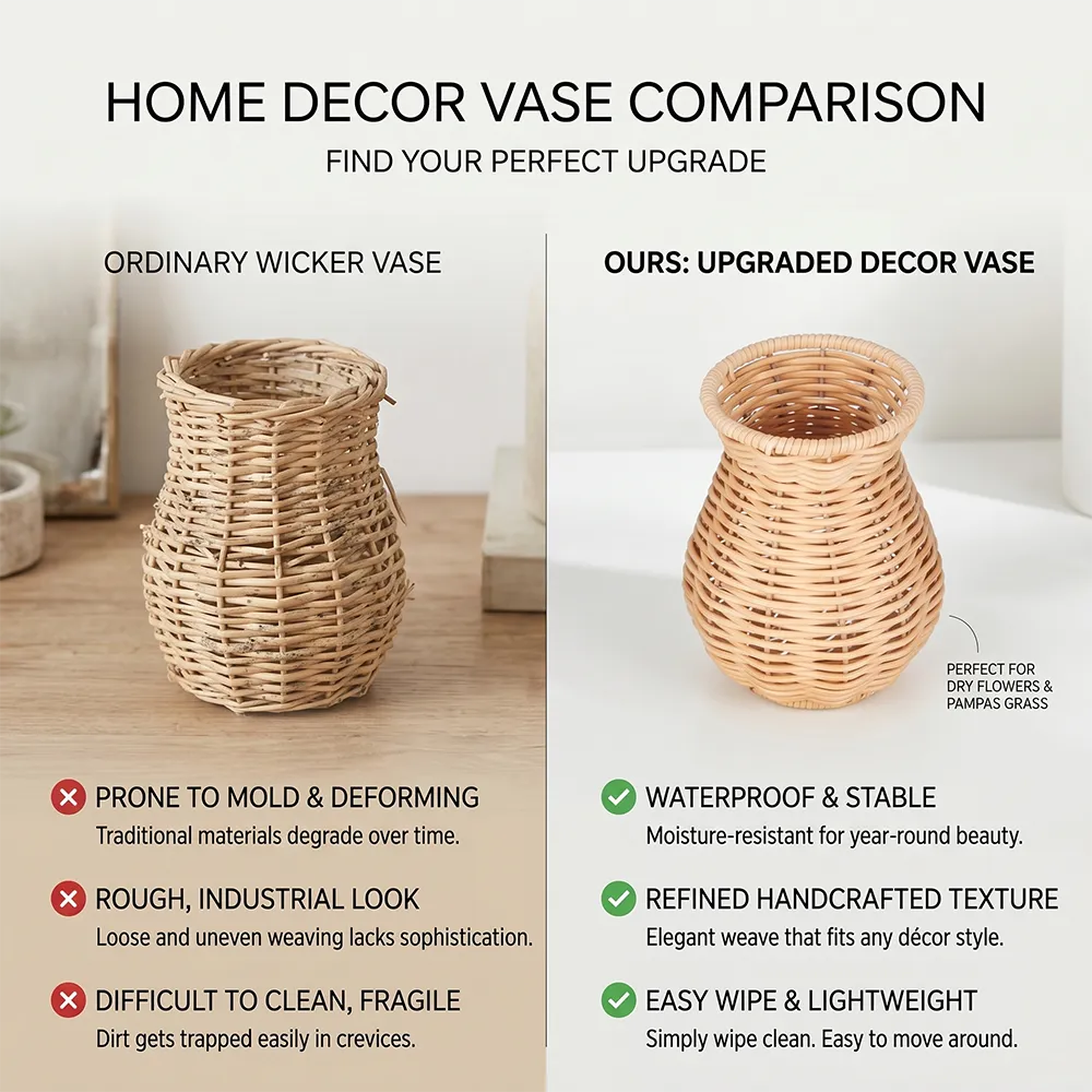 🌾Elegant Wicker Style Decorative Vase – Rustic Flower Display for Modern Home Décor