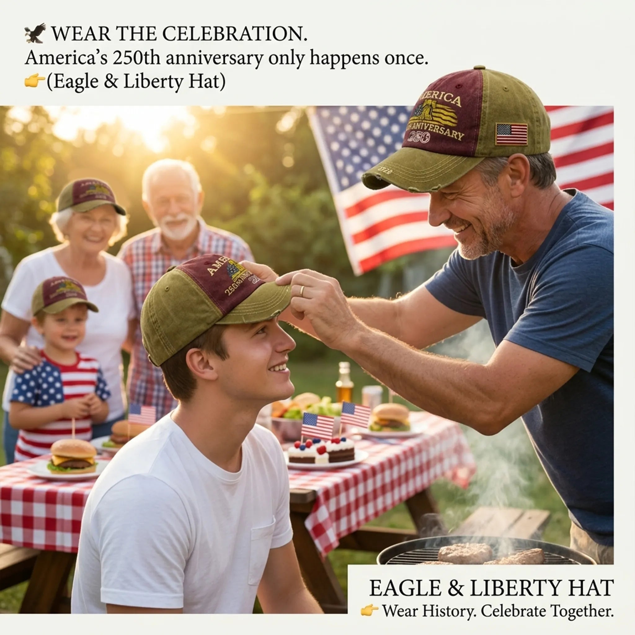🦅 Eagle & Liberty – United States 250th Anniversary Hat