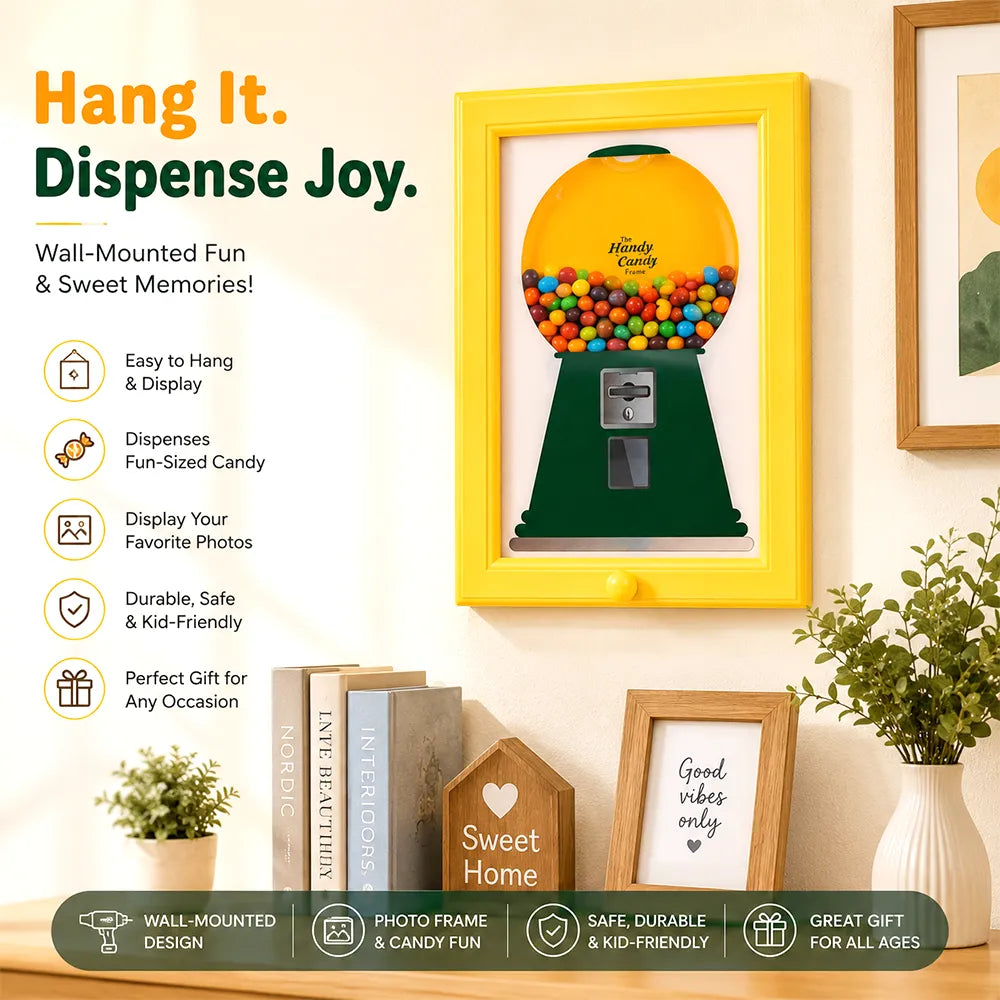 🍬 Wall-Mounted Candy Dispenser Frame – Fun Framed Snack Organizer