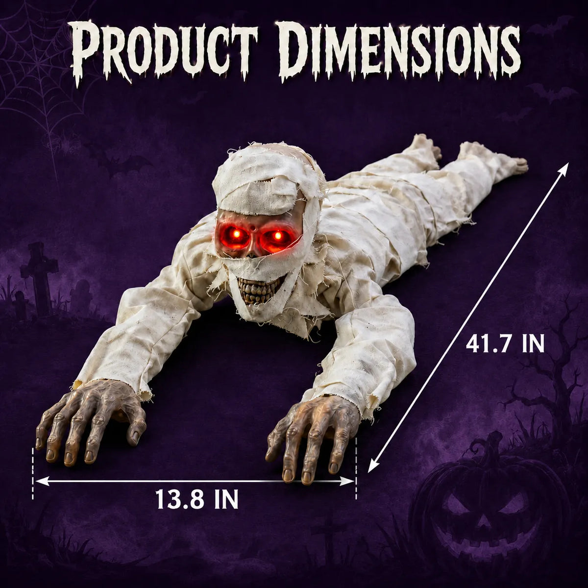 Crawling mummy dimensions showing a 41.7 inch length and 13.8 inch width