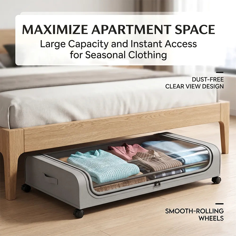 🛏️ Under Bed Storage with Wheels – Large Capacity Organizer Drawer