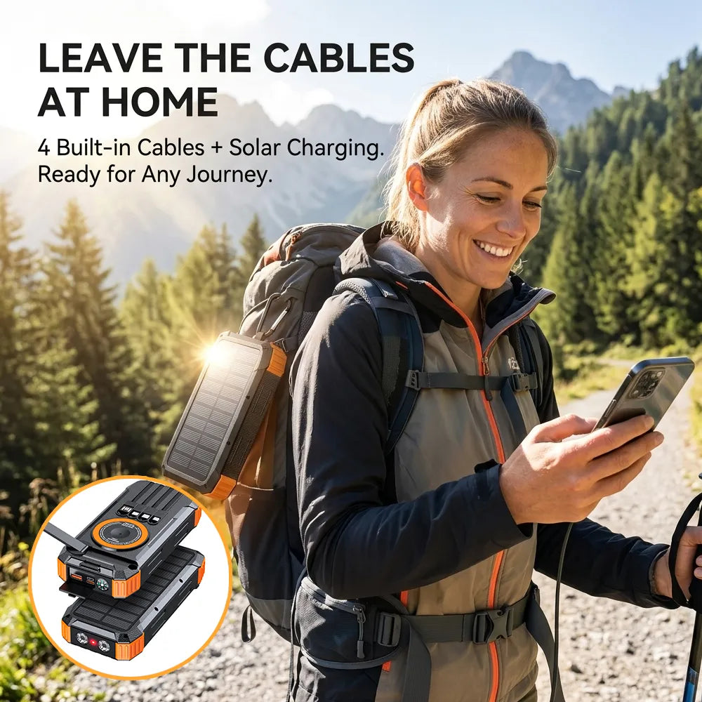 💡Solar Power Bank 20000mAh – Portable Charger