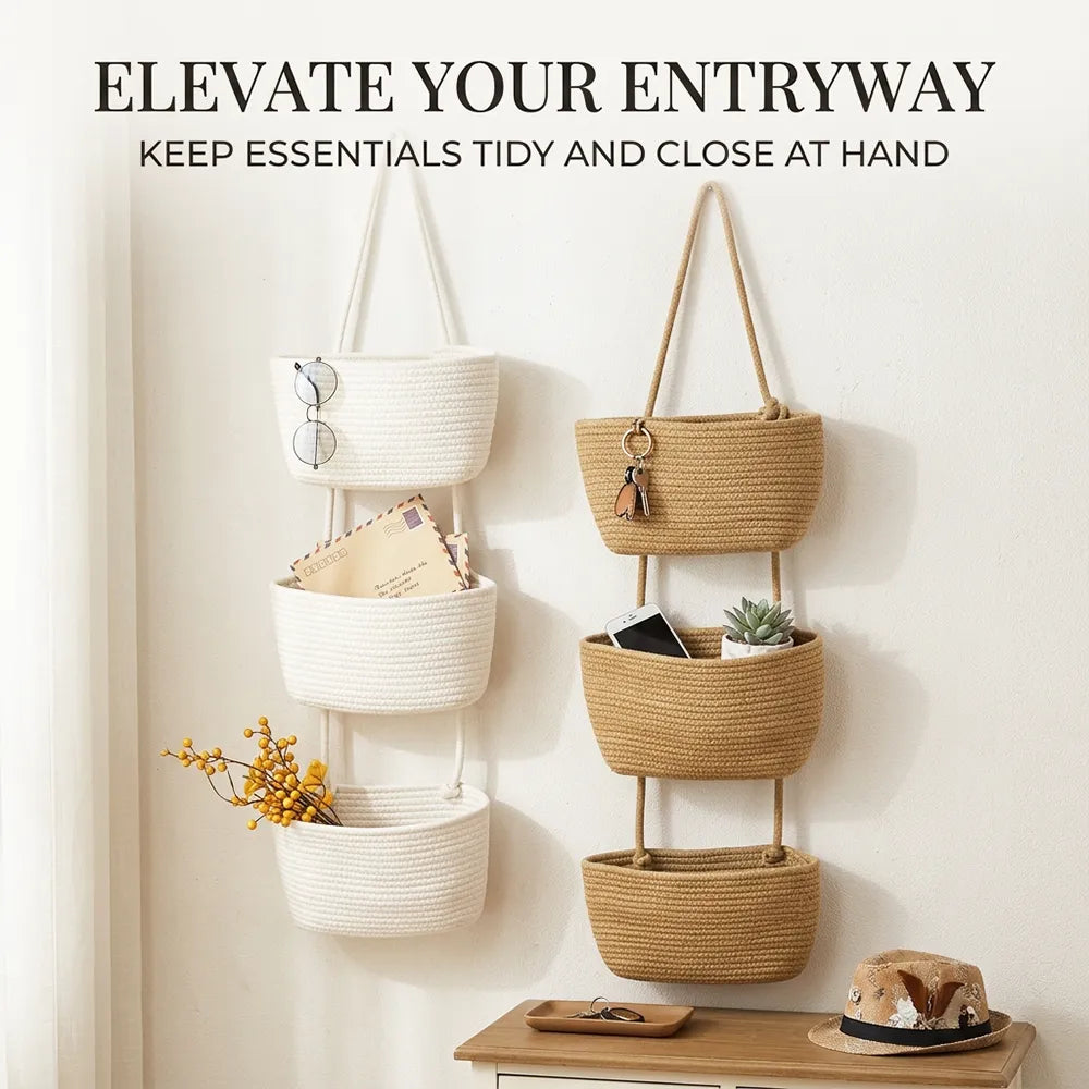 🌿Behind-the-Door Hanging Storage Basket (3-Tier Wall-Mounted Organizer)