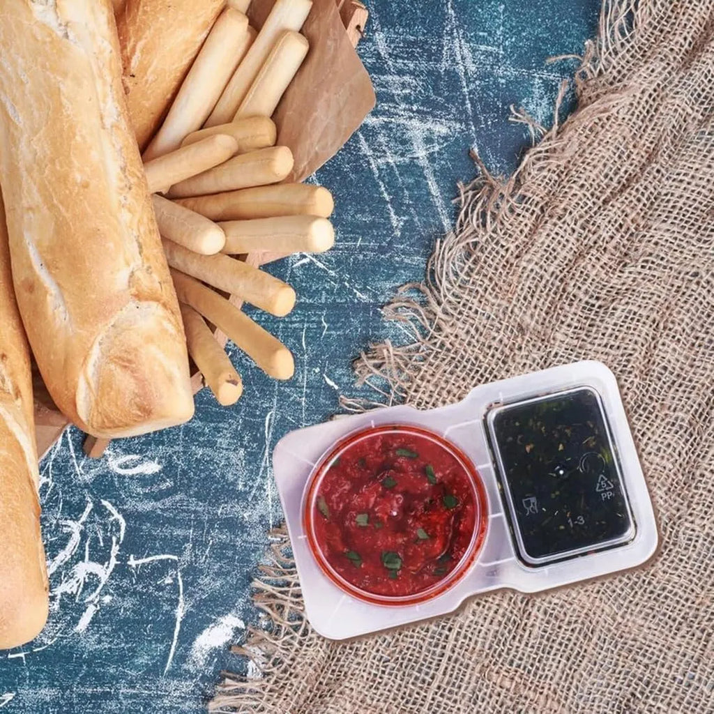 Disposable Dual-Compartment Condiment Containers with Lids