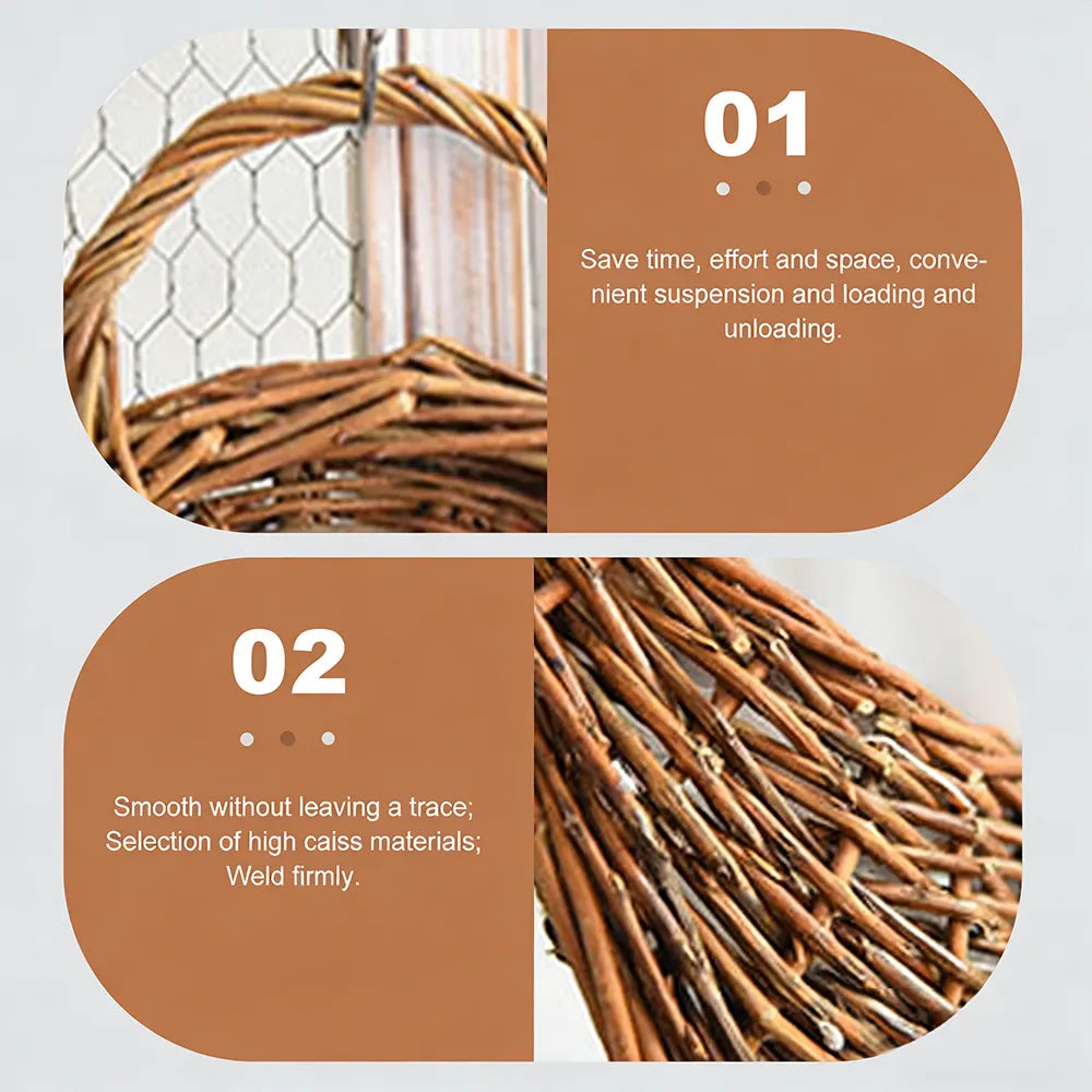 🌿 Hand-Woven Hanging Willow Basket – Natural Wall Planter & Decorative Storage