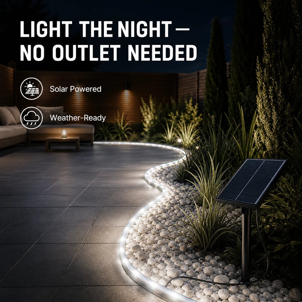 Outdoor Solar LED Strip Lights — Flexible Waterproof Garden Lighting