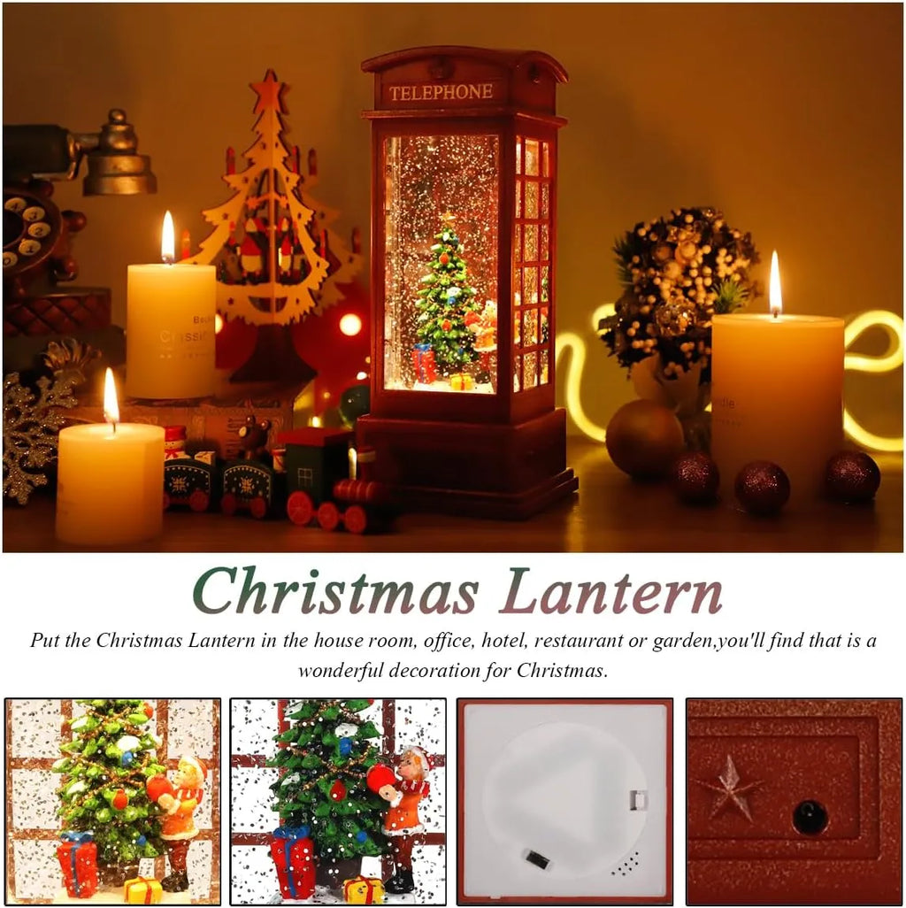 Christmas tree snow globe - glittering winter snow phone booth