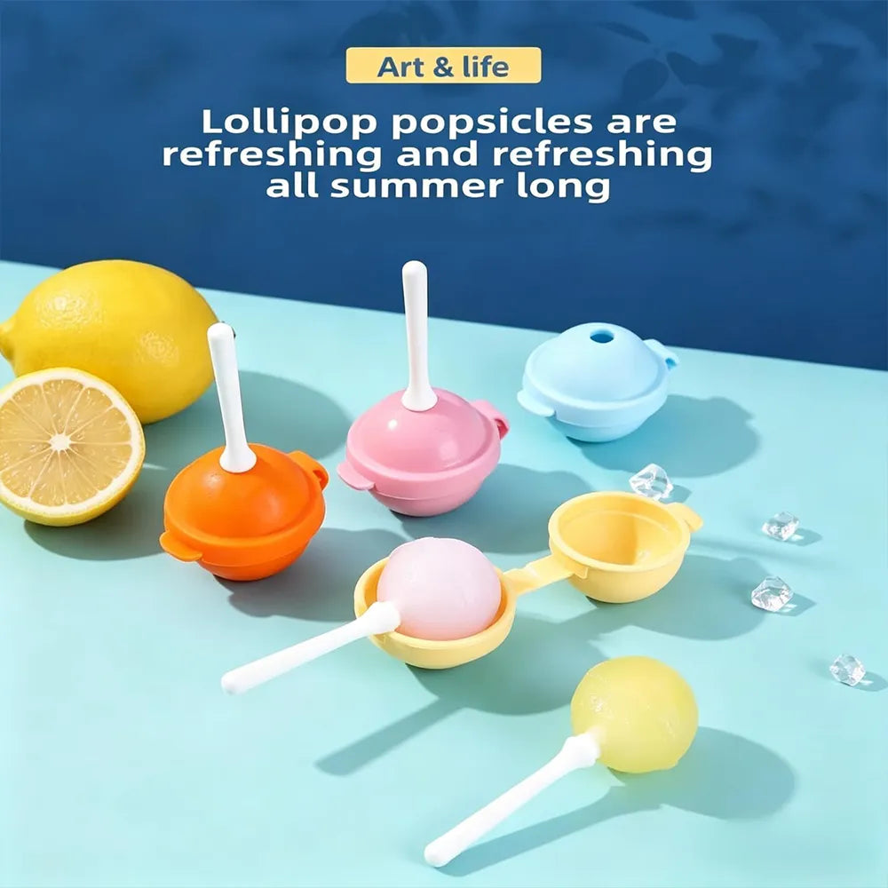 🍭 Silicone Lollipop Ice Cream Mold Set – DIY Reusable Popsicle Maker