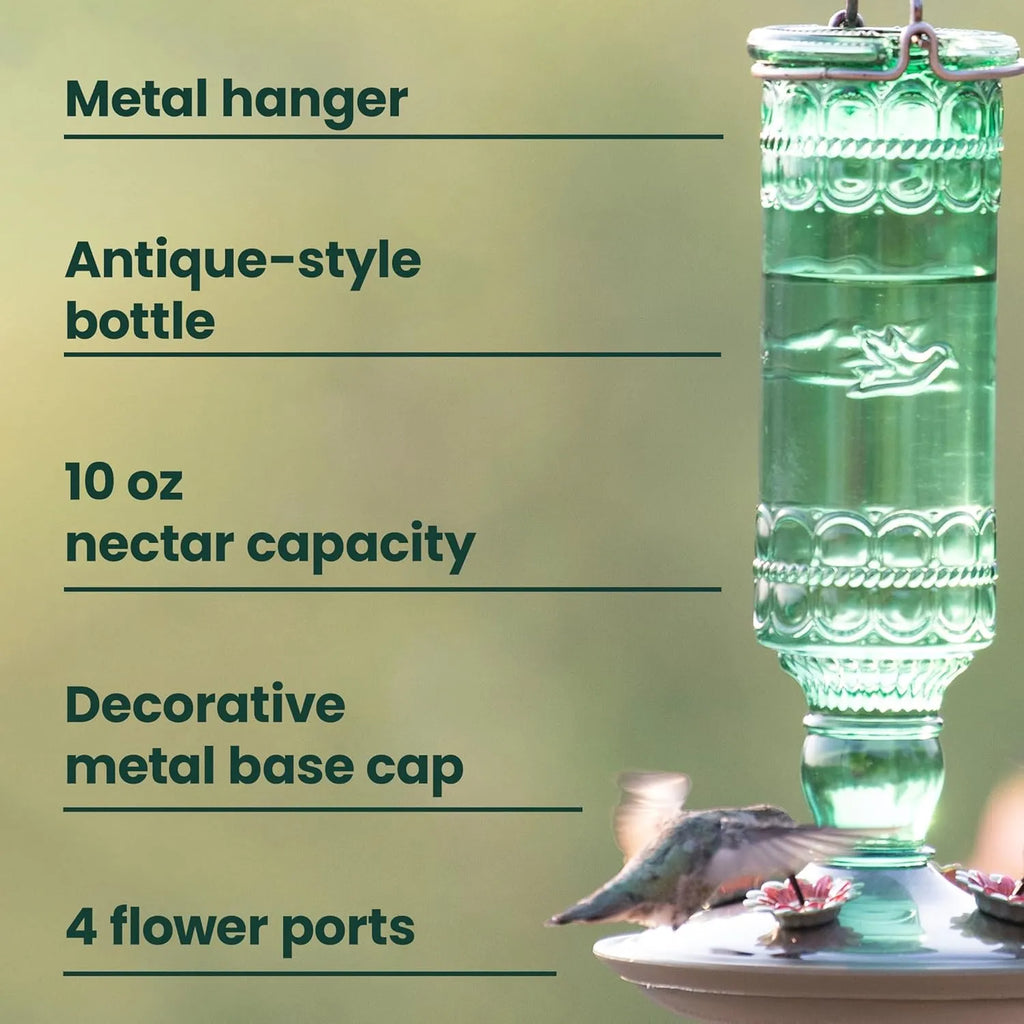 🕊️ Vintage Glass Hummingbird Feeder