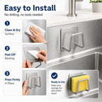 Self-Adhesive Stainless Steel Sponge Holders – 2-Pack or 4-Pack
