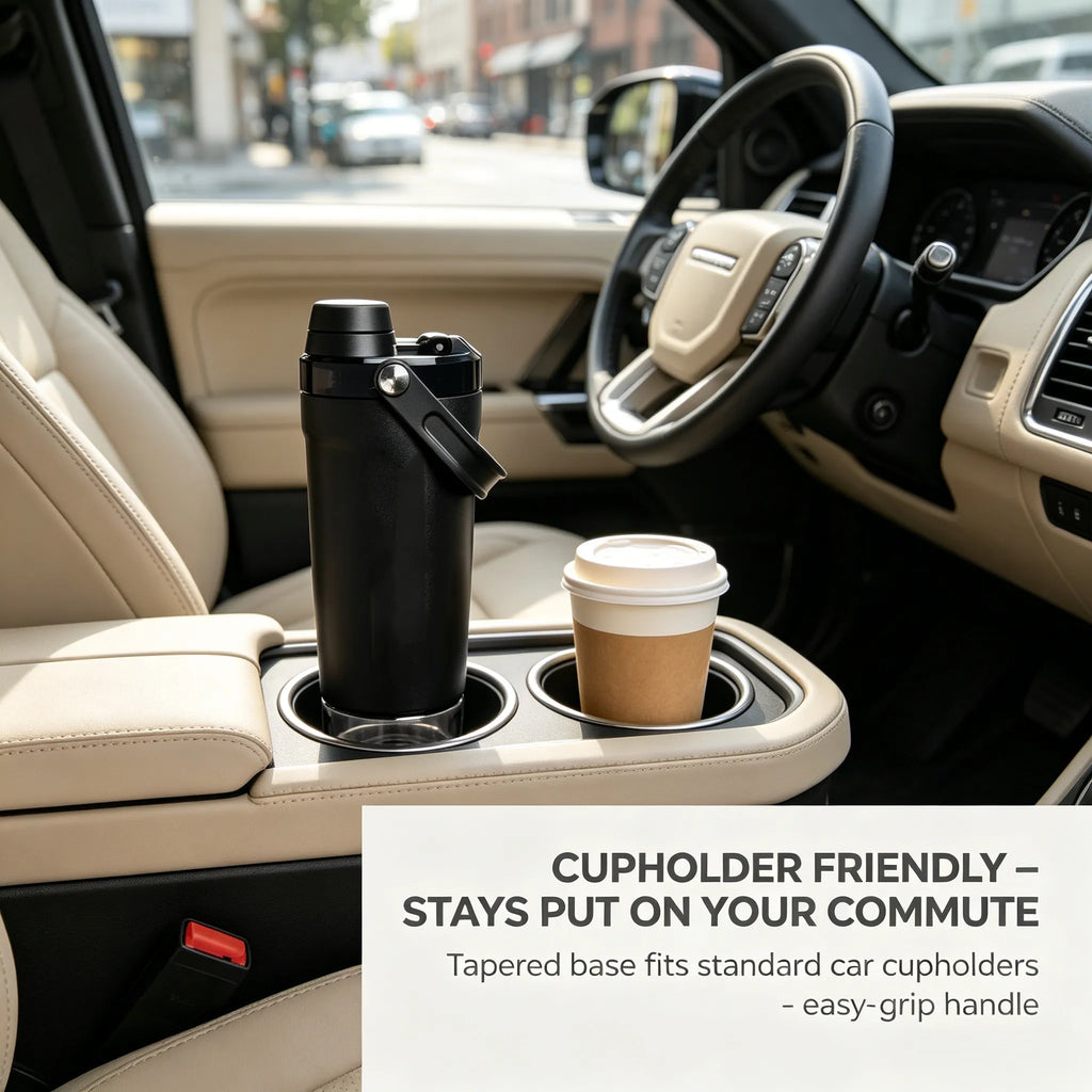 Shaker Cup – Double-insulated, keeps drinks cold for 8 hours – Comes with storage base and removable filter
