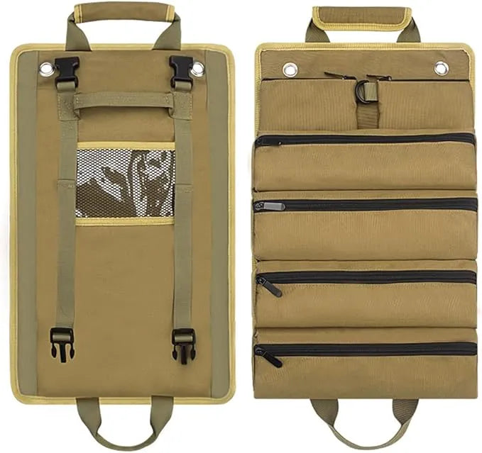 🧰 Portable Roll-Up Tool Bag Organizer – Heavy-Duty Canvas with 6 Compartments