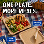 Peel-Away Disposable Dinner Plates – 24 CM Square Layered Paper Tray Set