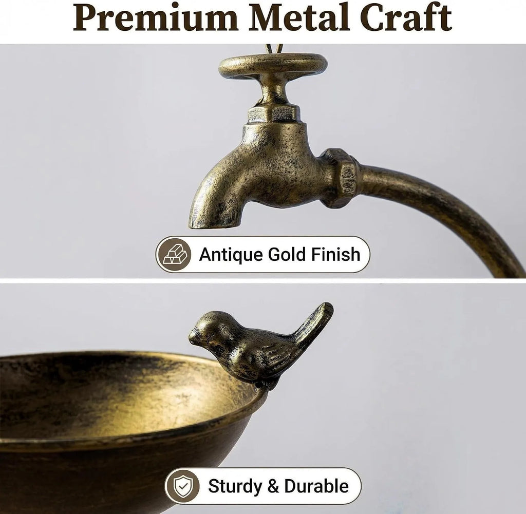 🐦 Vintage Outdoor Bird Bath & Feeder